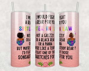 Sister in law pink ombre Tumbler